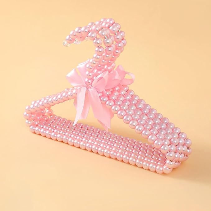 Beavorty Pearl Pet Clothes Hanger Dog Clothes Hangers Pearls for Puppy Garment Storage Decorative Bow Pet Clothing Rack Lightweight Small Coat Hanger 7.87 X 6.29 X 0.39 in Set of 2