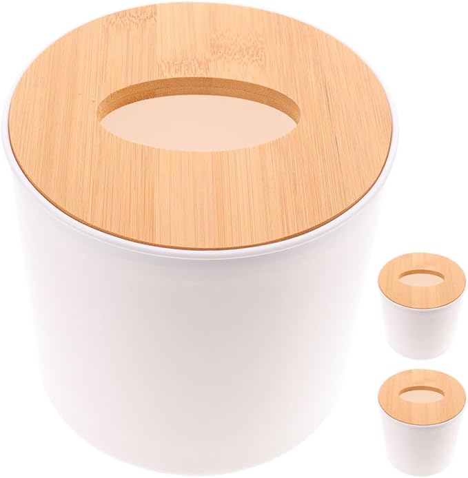 Lid Tissue Box Cover with Detachable Pet Storage Container 3pcs | White Finish, Office and Living Room Use, Stable Portable Organizer