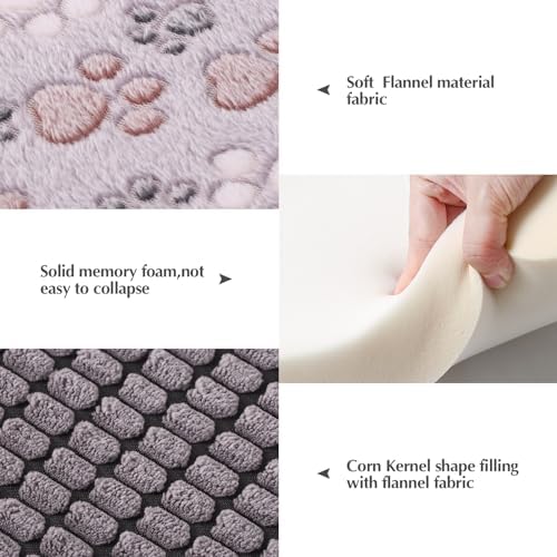 BVAGSS Reversible Dog Crate Pad, Memory Foam Pet Bed Mat, Soft Warm Machine Washable Sleeping Kennel Mattress for Small Medium Dogs XH079 (24''x18''x1.6'',Grey Paw)