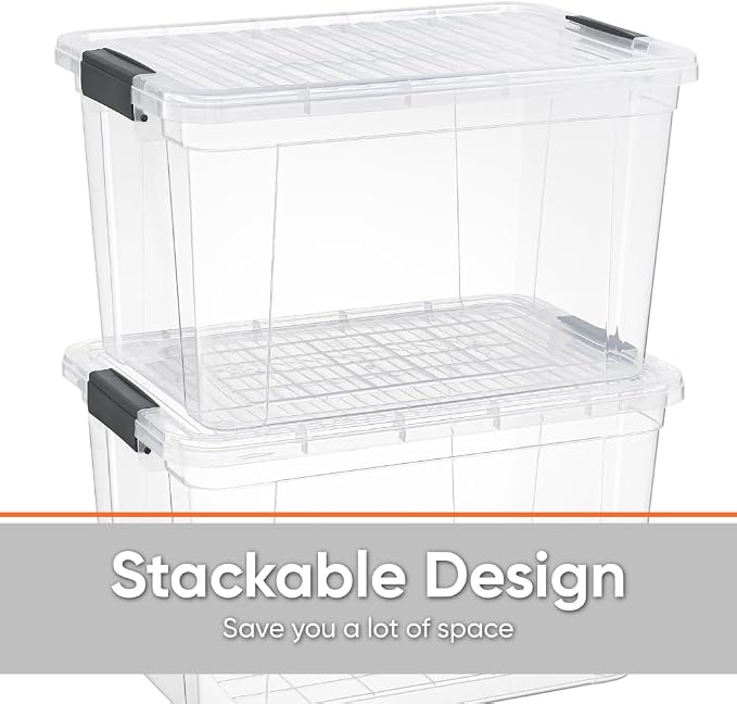 Superio 14.7 Quart Clear Plastic Storage Boxes with Lids, Stackable Organizer Containers, BPA-Free Storage Bins for Home, Office, School & Dorm, 3 Pack
