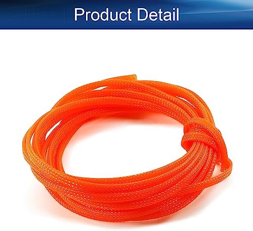 Bettomshin 1Pc 16.4Ft(5m) Cable Management Sleeve, 3/16"(4mm) Width PET Orange Cord Protector, Wire Loom Tube Insulated Split Sleeving for USB Cable Power Cord Organizer Video Cable Hider