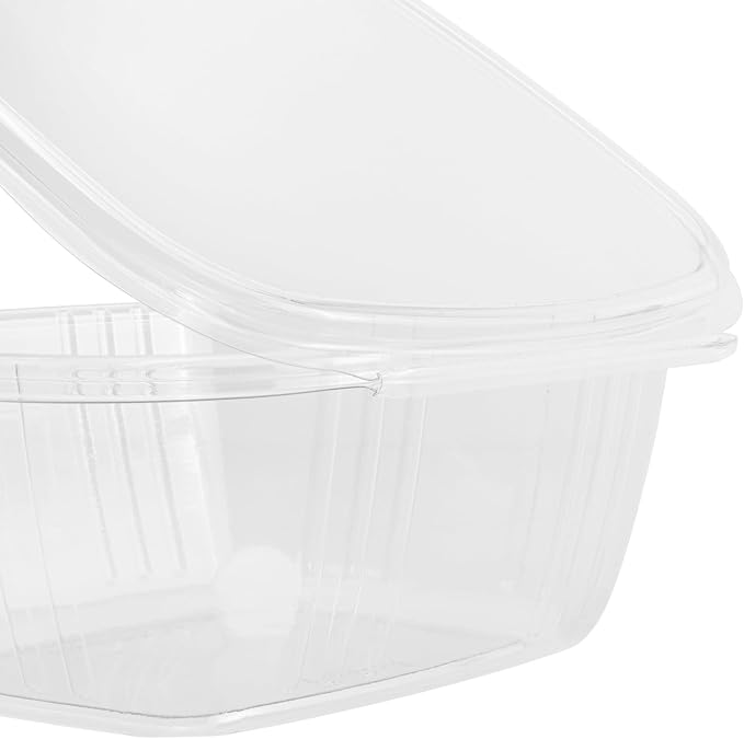 Karat 200 Count Clear PET Hinged Deli Take Out Containers - 32 oz Plastic Clamshell Food Containers, Disposable Square to Go Boxes, Ideal for Pasta Salads, Fruit, Deli Sides and More, FP-HDC32
