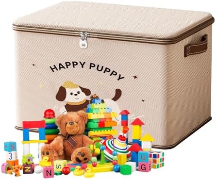 Lockable Storage Heavy-Duty Stackable Package Case with Puppy Pattern | Locked Storage Box for Package Toy Delivery Travel Closet Garage Bedroom Bathroom Kitchen