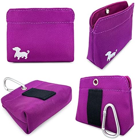Small Dog Treat Pouch – Slim Magnetic Pocket Dog Treat Bag for Walking & Training – Discreet Clip On Treat Pouch for Leash, Waistband or Pocket – Mess Free Storage (Pink)