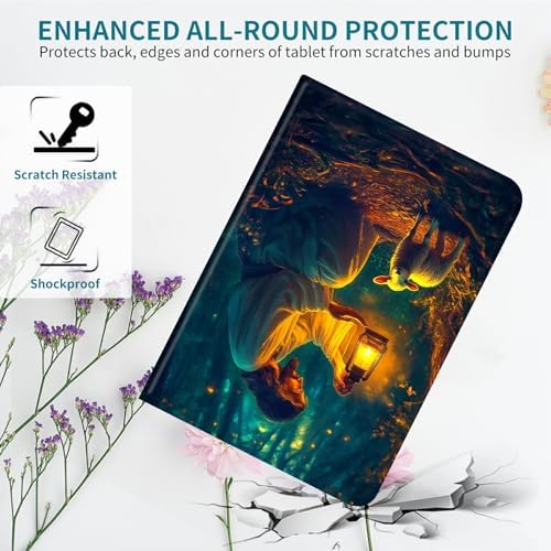 Case for Samsung Galaxy Tab A 10.1" 2016 SM-T580/T585/T587, 360 Degree Rotating Stand with Multi-Angle Vertical & Horizontal Viewing Shockproof Shell for Women Men, Man Sheep Forest