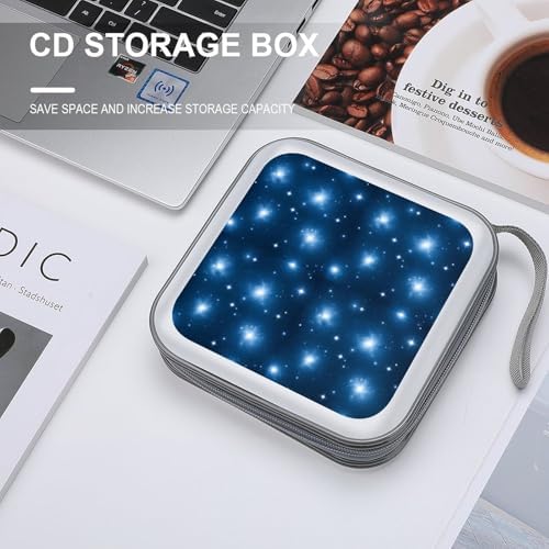 Portable 40-Capacity DVD Storage Binder Space Galaxy, Hard Case CD Holder with Zipper, Organizer for Music Movies Game Discs