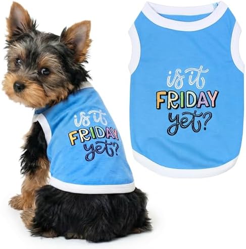 Parisian Pet Dog Shirt – 100% Cotton Shirts for Small Dogs – Sleeveless Puppy Vest – Lightweight and Breathable Pet Apparel – Pullover Summer Dog Clothes - Stretchy Funny T Shirts for Dogs