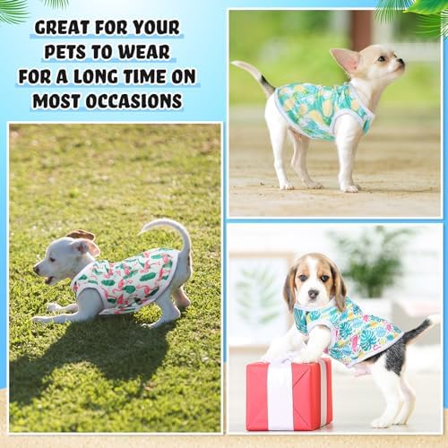 32 Pack Summer Hawaiian Dog Shirts for Small Dogs T-Shirts Pet Shirt Doggie Vest Puppy Clothes Flamingo Top Sleeveless Apparel for Cats(L)