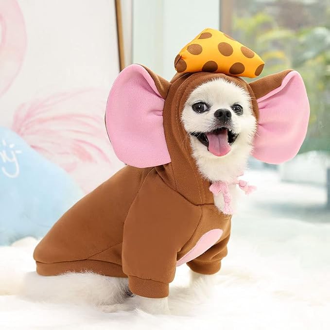 Pet Clothing Dog Transformation Shaped Hoodie (Brown Mouse,XL) | Autumn and Winter Warm Small Large Dog Method Dou Cat Clothes For French Bulldog Chihuahua Pug Boston Terrier Dachshund