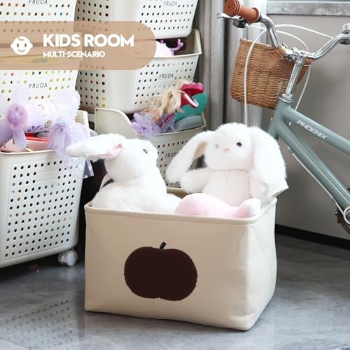 Sea Team Adorable Foldable Felt Storage Basket with Handles, Cute Printed Organizer Bin for Toys, Blankets, Clothes, 15.75 x 11.81 x 9.84 Inches