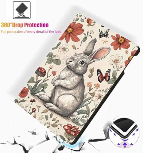 for Microsoft Surface Pro 11/10/9-13" 2024/2022 Tablet Case,Auto Wake/Sleep,Adjustable Stand Protective Cover - Cute Rabbit Flower