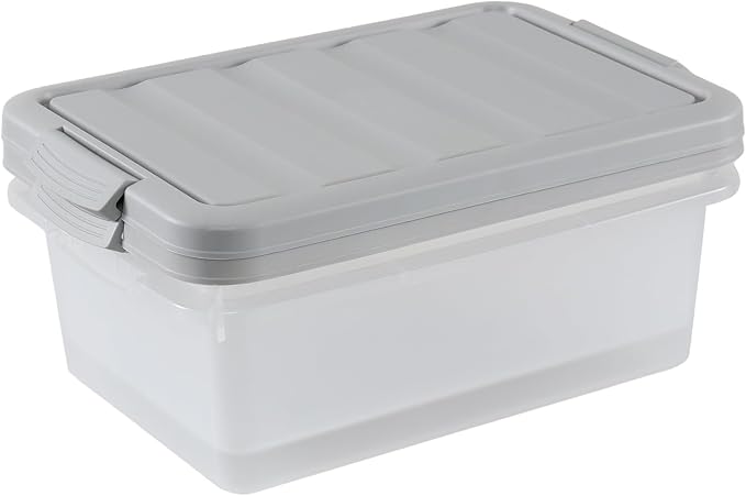 Wekioger 14 Quart Home Latch Storage Container Bin with Grey Lid, 2 Packs