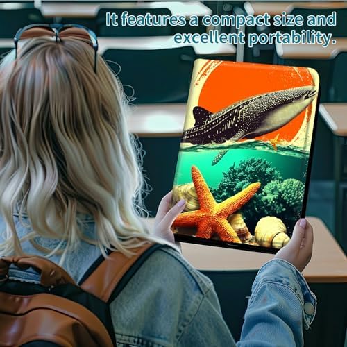 Case for Samsung Galaxy Tab A7 10.4" 2022/2020, 360 Degree Rotating Stand with Multi-Angle Vertical & Horizontal Viewing Shockproof Protective Shell for Women Men, Whale Sunset Starfish