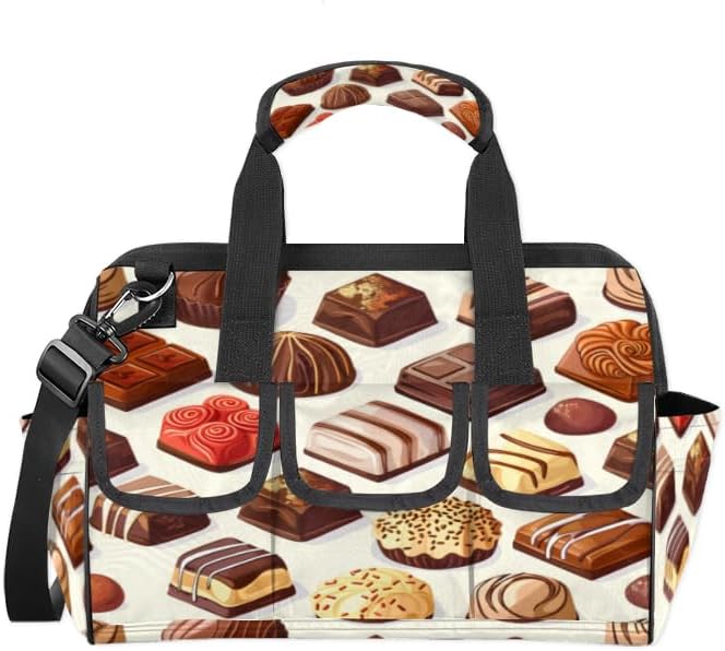 Chocolate Heavy Duty Tool Bag 14.8 Inch Food Portable Soft Tool Box Organizer Storage with Adjustable Shoulder Strap