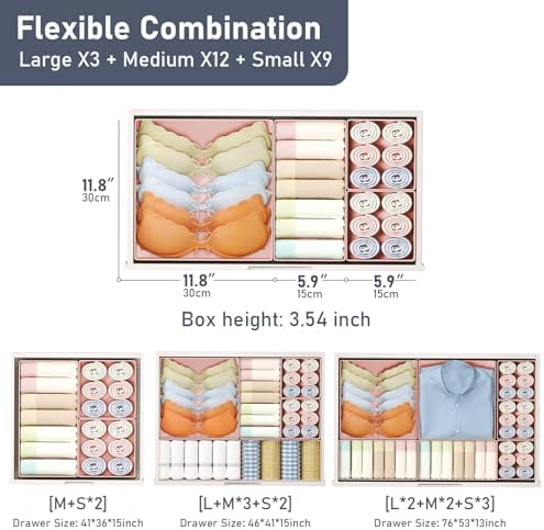 DIMJ Drawer Organizer Clothes Storage - 24 Pack Baby Dresser Organizer for Nursery, Small Fabric Closet Drawer Organizer Bins for Underwears Socks, Foldable Storage Dividers Organization for Bedroom