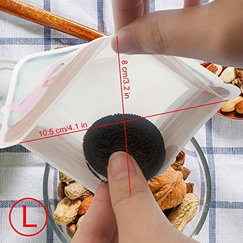 20 Pieces Reusable Mason Jar Zipper Bags, Refrigerator Organizer Stand-up Airtight Seal Saver Bags for Seeds Candy Biscuits Spices (20Large)
