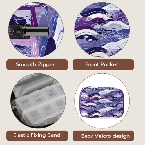 Travel Pill Organizer Purple Wave Flower Texture Small Pill Case