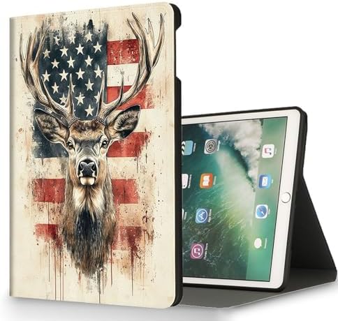 for Microsoft Surface Go 4/3/2/1-10.5" 2021 Tablet Case,Auto Wake/Sleep,Adjustable Stand Protective Cover - American Flag Deer