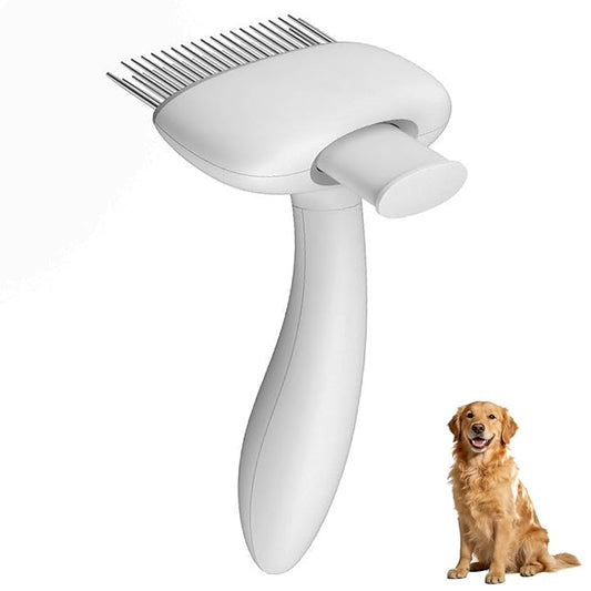 Self Cleaning Undercoat Rake Deshedding Brush for Long Haired Dogs Cats, Fit Golden Retriever, Border Collie ， German Shepherd ， Husky ， Animals Grooming Tool ， As a Gift for a Pet Owner