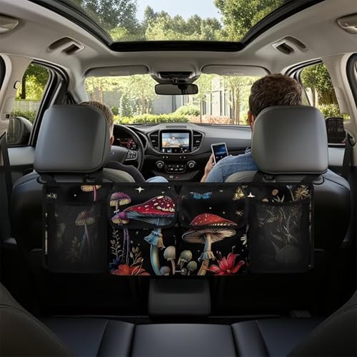 Mushroom Butterfly Car Trunk Organizer Hanging Car Back Seat Storage Bag Collapsible Auto Cargo Bag Auto interior Accessories for Most Sedans SUV Jeep Trucks MPV