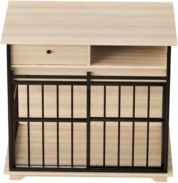 Dog Crate Furniture with Storage Drawer and Side Compartment for Indoor Living Rooms, Home Offices, and Outdoor Patios
