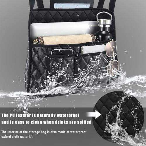 Ohleats Car Handbag Holder Between Seat, Leather Large Capacity Storage Pocket for Front Seat, Automotive Console Organizer Interior Backseat Barrier for Kids Pet, Car Accessories
