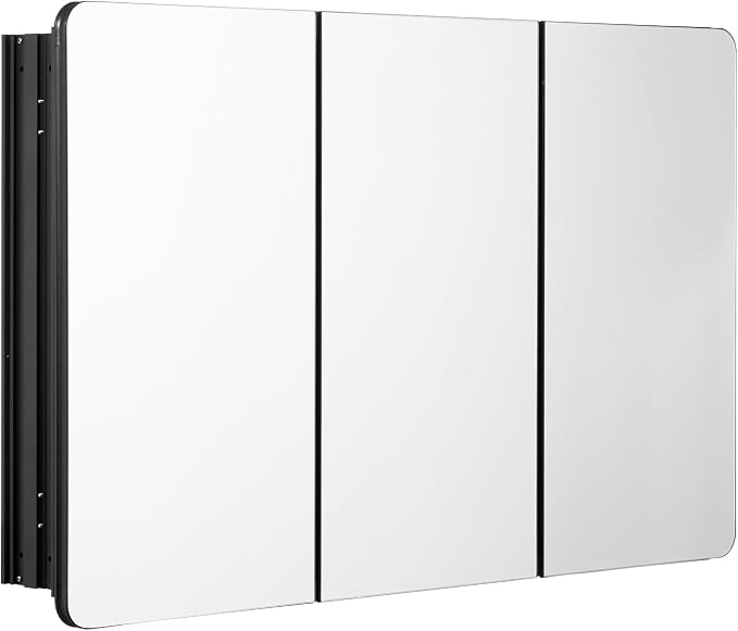 VEVOR Medicine Cabinet, 25.5 x 40 inch, Medicine Cabinet for Bathroom with Mirror, Aluminum Frame Bathroom Wall Cabinet, 4-Layer Adjustable Shelves, Recessed & Wall-Mounted Installation