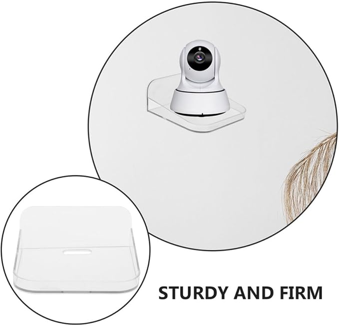 POPETPOP 2pcs Wall-Mounted Camera Bracket and Floating Shelf Set for Security, No-Drill Installation, Space-Saving Storage Rack for Home