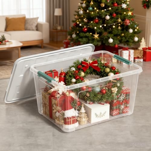 Zopnny 85-Qt Storage Box with Latching Lid, 2-Pack Stackable Large Bins