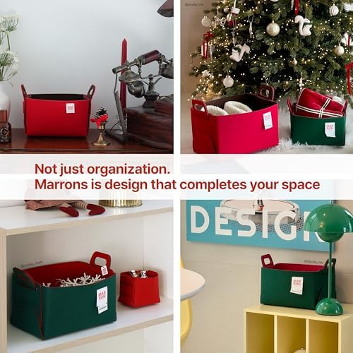Collapsible Felt REDCHOCO Storage Bin Medium 11"x7.1"x7.1" – Foldable Basket with Handles for Closet, Storage, Laundry Room Organization, Decorative Storage Bins for Shelves, Cube Storage