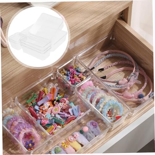 KICHOUSE 7pcs Plastic Drawer Storage Box under Desk Organizer Shallow Drawer Organizers Pet Material Easy Cleaning