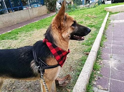 YAKA Pet Dog Bandana Triangle Bibs Scarf, Double-Cotton Plaid Printing Kerchief Set Accessories for Small and Medium Dog (Small/Neck Circumference suitable8.6-15inch, Black and White lattices)