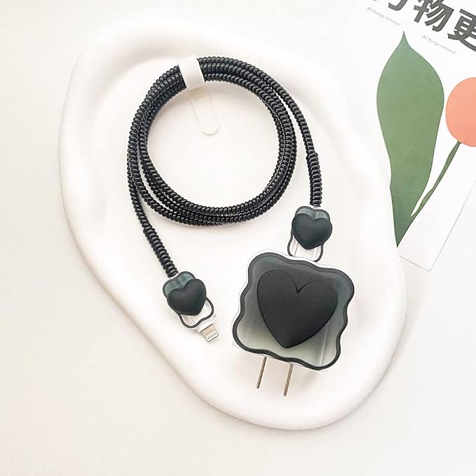 ZOSTLAND 5 in 1 DIY 18W 20W Heart Shape Protector Data Cable USB Charger Line Earphone Wire Saver Organizer Compatible with iPhone 11 12 13 14 15 Pro Max