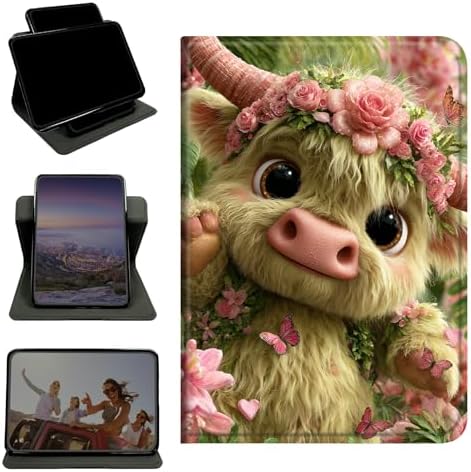 Case for Samsung Galaxy Tab A8 10.5" 2022 SM-X200/X205/X207, 360 Degree Rotating Stand with Multi-Angle Vertical & Horizontal Viewing Shockproof Shell for Women Men, Flower Cow Pink