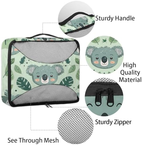 Koala 4 Set Packing Cubes Luggage Organizer Bags for Travel Accessories and Essentials, Cartoon Koala