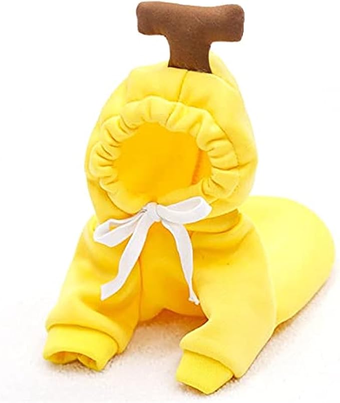 Pet Clothing Dog Transformation Shaped Hoodie (Yellow Banana,XS) | Autumn and Winter Warm Small Large Dog Method Dou Cat Clothes For French Bulldog Chihuahua Pug Boston Terrier Dachshund