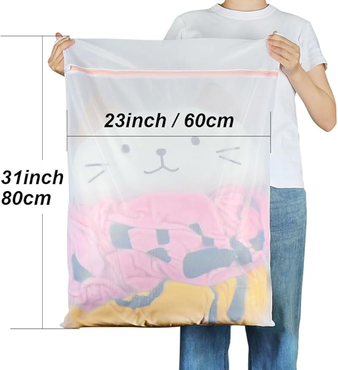 Tenn Well 2Pk 31x23" Delicates Bag Fine Mesh Oversize for Washing | Fine mesh bags for lingeries, sweaters, bed sheets, stuffed toys, oversize