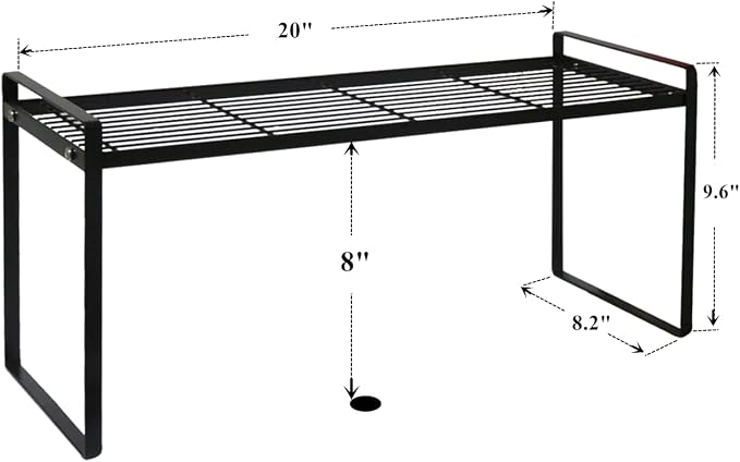 Cabinet Shelf, 20" Kitchen Counter Shelf, Metal Wire Stackable Cupboard Spice Rack, Space Saving Countertop Orgainzer and Storage Rack Shelves for Kitchen Pantry Bathroom