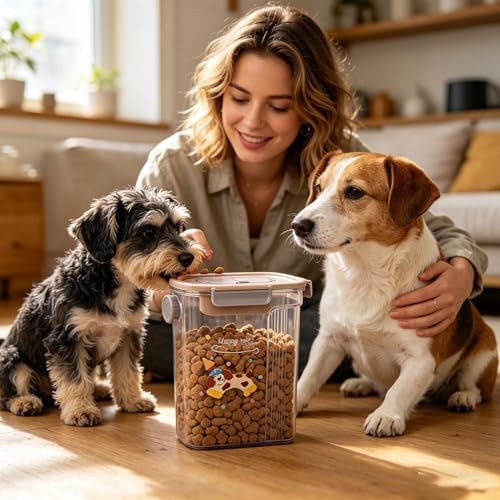 Cat Treat Container Airtight Portable Pet Food Bin with Handle