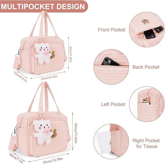 Lushandy Baby Diaper Bag Tote, Mom Bag Crossbody Diaper Bags Baby Travel Bags for Girl Pañaleras Para Bebe (Pink, Large)