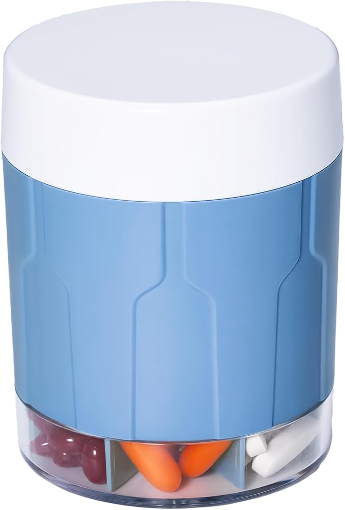 Weekly XXL Pill Organizer Bottle, Daily Pill Dispenser, Anti-Mix Design | 7 Day Portable Travel Pill Box, 21 Labels & Cleaning Brush, XXL Wide Mouth for Easy Access, Vitamin, Fish Oils, Supplement