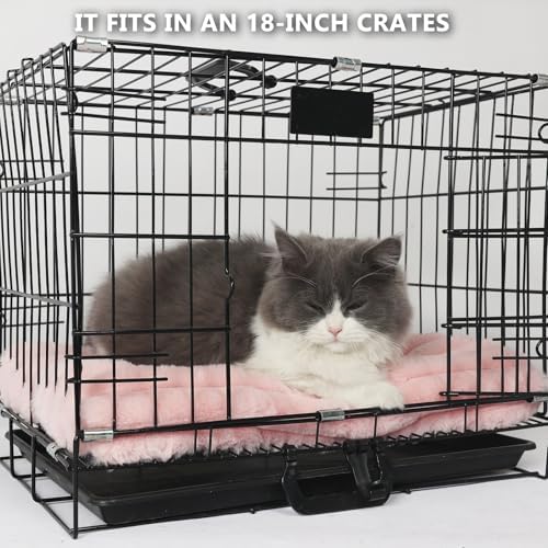 Extra Small Dog Crate Pad 18 x 12 Dog Beds for Tiny Dogs Deluxe Corduroy Fleece Fluffy Comfy Kennel Pad Washable Cute Flat Cat Bed Mat Pink Pet Sleeping Cushion for Mini Small Puppy Breeds XS