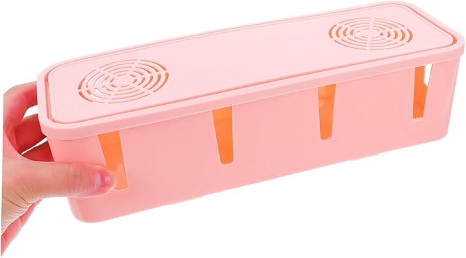 Veemoon Plug Socket Storage Box Pink Cable Organizer for Power Strips Adapters Chargers Easy to Conceal Cords Protects from Water Pets Lightweight and Static Design