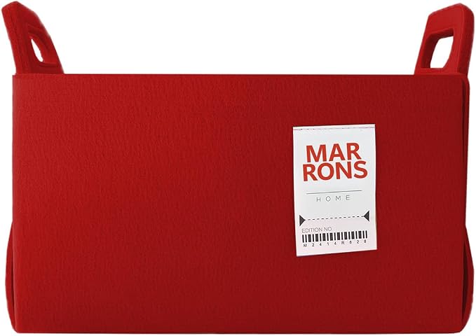 Collapsible Felt RED Storage Bin Medium 11"x7.1"x7.1" – Foldable Basket with Handles for Closet, Storage, Laundry Room Organization, Decorative Storage Bins for Shelves, Cube Storage