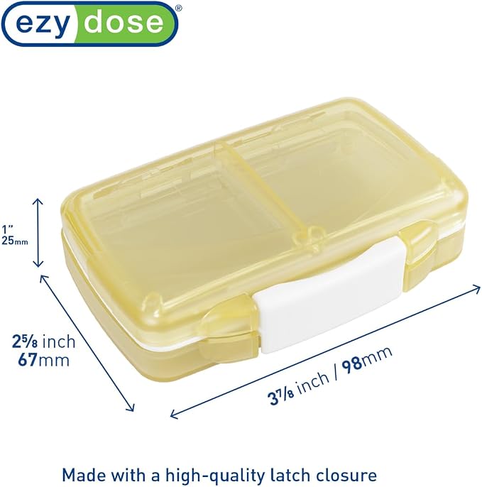Ezy Dose Moisture-Proof Travel Pill Case, 4 Compartments, Cream, Small | Moisture-Proof Pill Case, Medicine Planner, Vitamin Organizer Box, Travel-Friendly, Latch-Closure to Secure Contents