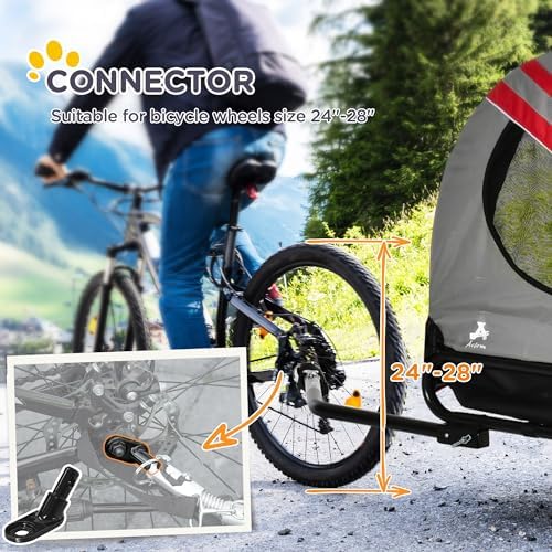2-in-1 Pet Bike Trailer for Small Dogs, Road-Visibility Bicycle Stroller, Weather-Strong Bike Wagon Trailer Sidecar Attachment, Red