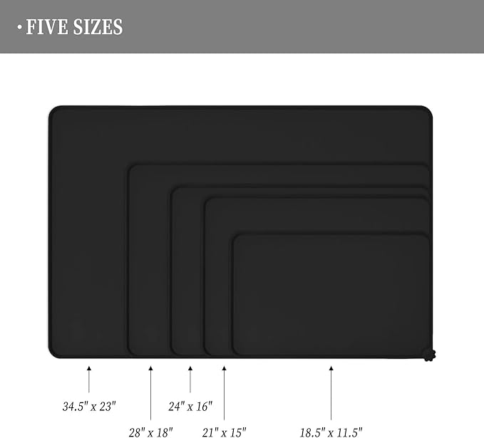 Reopet Waterproof Pet Feeding Mat with High Raised Edges, Heavier and Thicker Placemats for Cat Dog Water Bowl with BPA Free, Dogs Cats Food Mats for Messy Drinkers to Prevent Spill and Protect Floors
