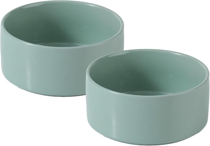 Havniva Ceramic Dog Bowls, Dog Food and Water Bowl Set, Dog Water Bowl | 6.1” Ceramic Dog Food Bowls with Non-Slip Rubber Base, Large Capacity, Double Dog Feeding Bowls for Small and Medium Dogs