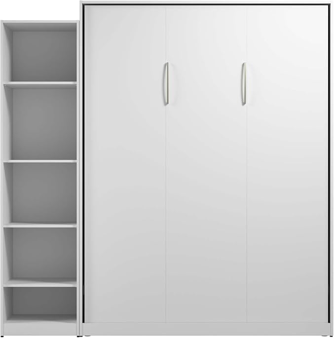 Bestar Queen Murphy Bed with Closet Organizer, White, Claremont, 85W | Closet Organizer; supports up to 1000 lb; min. ceiling height 88 in.; for guest room or multipurpose space; 10-year warranty