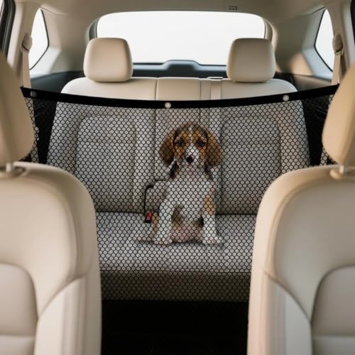 Car Pet Mesh Barrier for Genesis G70 G80 G90 | Elastic Drawstring Setup Secures Driving Space. 116x76 Centimeter Woven Mesh Deflects Animal Claws.
